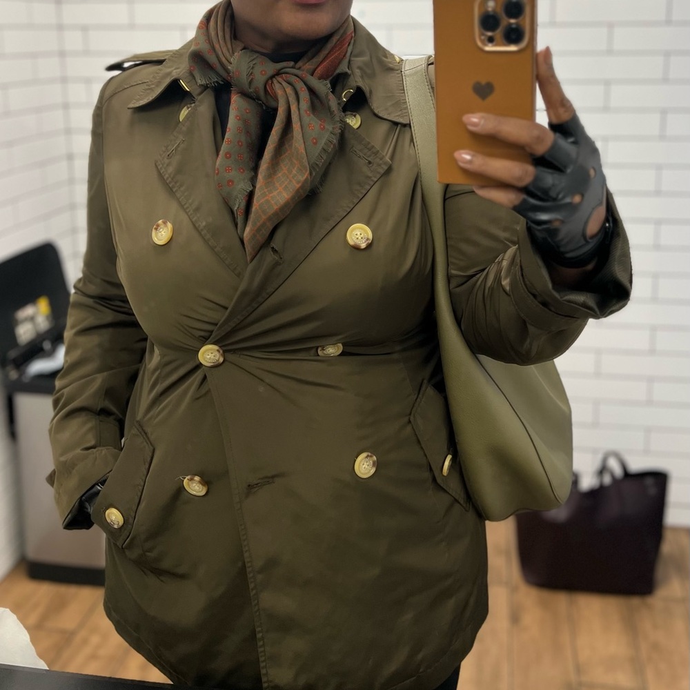 Lauren Ralph Lauren Olive Double-Breasted Trench Coat